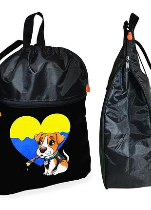Рюкзак-мішок для взуття, спортивної форми пес патрон дитяча сумка для змінки з розширювачем (01357)
