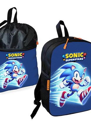 Школьный рюкзак детский супер соник + сумка для обуви спортивной формы рюкзак-мешок для мальчика (01835)