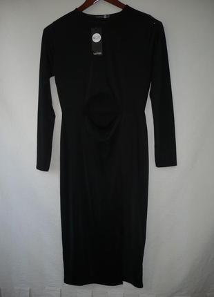 Платье миди, облегающее, черное4 фото