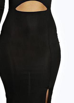 Платье миди, облегающее, черное3 фото