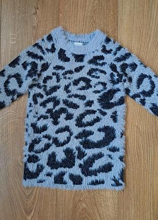 Серое теплое платье для девочки