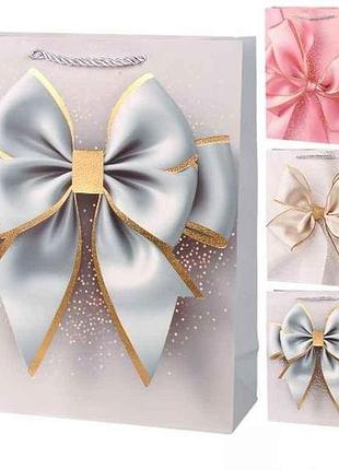 Пакет подарочный m bow 26*32*10см бумажный r34645 тм stenson