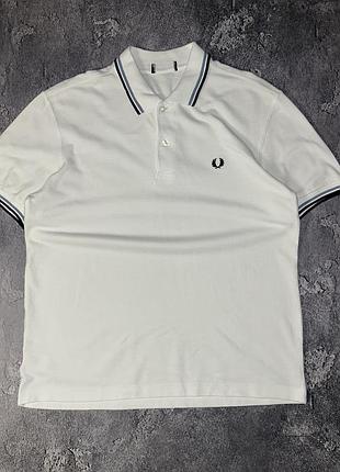 Вінтажне поло fred perry білого кольору l/xl бавовна