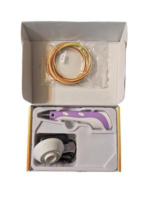 Набор для творчества 3д-ручка 3d pen с lcd дисплеем, 10 м пластика фиолетовая