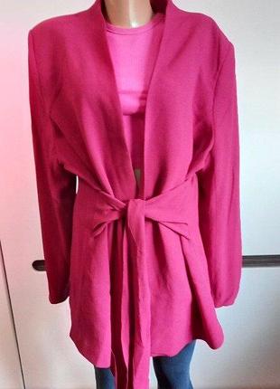 Сity chic кардиган р. l xl 48 50 пиджак на подкладке на запах с подплечиками цвет - sangría фуксия
