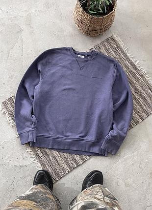 Вінтажний базовий бузковий фіолетовий світштот carhartt wip з маленьким вишитим логотипом в потертому стилі з плотного матеріалу