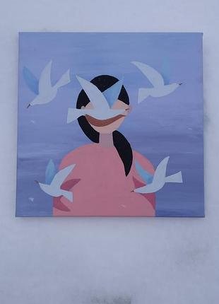 Мысли свободы, картина акрил, полотно на подрамнике, интерьерная картина