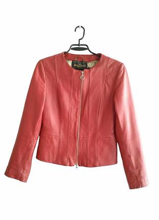Жіноча шкіряна коротка червона куртка піджак жакет на блискавці mascot батал нюанси
