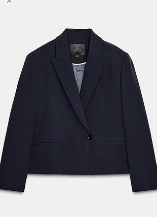 Піджак, жакет синій вкорочений zara woman