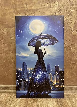 Авторська картина «між містом і зірками» друк на холсті. 35*60 см.