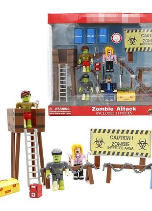 Большие игровые фигурки roblox в коробке атака зомби, игрушечные человечки роблокс набор
