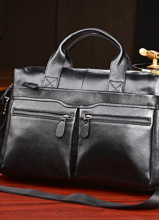 Мужская кожаная сумка портфель для документов формат а4. кожаный деловой портфель