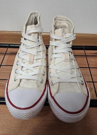 Кеди білі високі жіночі тканина стиль під converse, розмір 37.