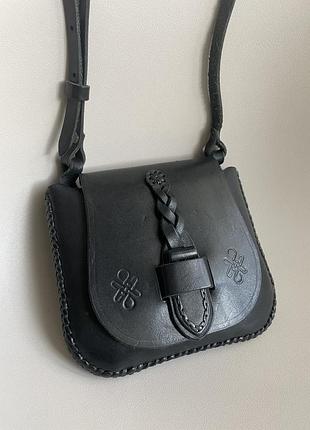 Шкіряна сумка крос-боді в етно-стилі (handmade)