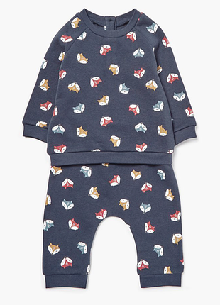 Костюм спортивний для дівчинки  хлопчика унісекс 18-23 міс комплект одягу на флісі принт лисички