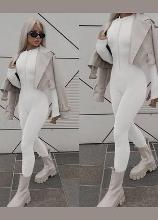 Комбінезон 0010, р.уні s-m, рубчик+фліс, білий