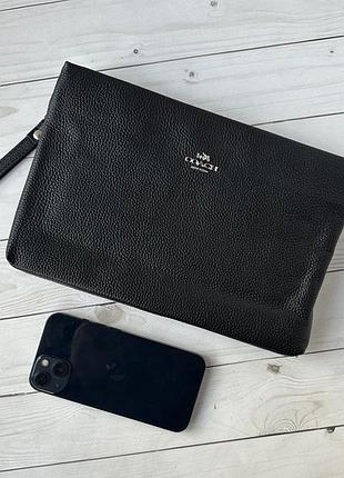 Чорний шкіряний клатч coach 2