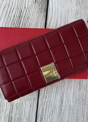 Кожаный женский бордовый кошелек