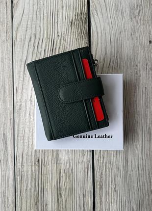 Маленький шкіряний зелений жіночий гаманець