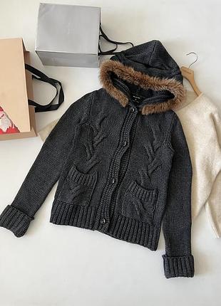 Светр кардиган з капюшоном massimo dutti