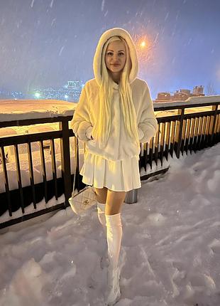 Шуба белая люкс норка