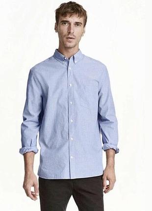 Блакитна сорочка h&m розмір м, сорочка regular h&m, голуба рубашка, голуба сорочка, чоловіча рубашка h&m