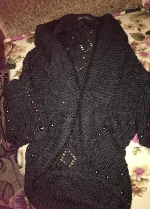 Шерстяная жилетка серая l-xl/ болеро тёплое