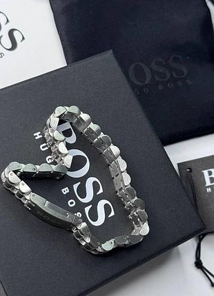 Браслет boss мужской серебристый 3