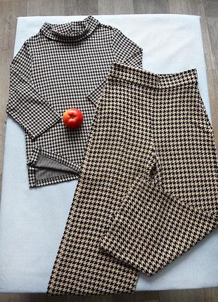 Кофта в гусиную лапку и расширенные брюки zara размер xs-s состояние отлично.