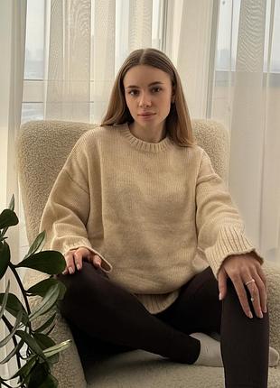 Светр жіночий, розмір one size, бежевий