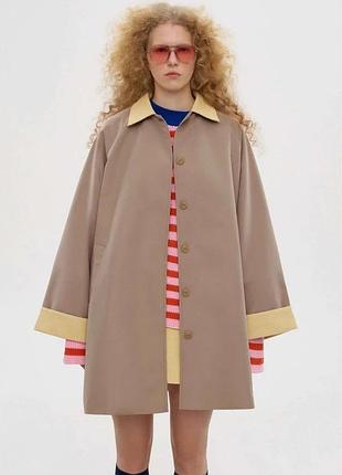 Тренч плащ be om designe з велюровим коміром