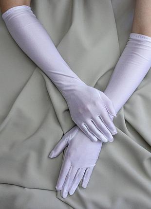 Перчатки стрейч эластан 40см (белые) 4