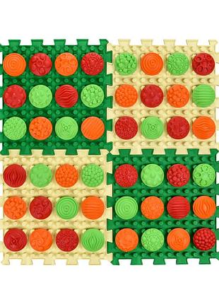 Масажний килимок «ортек мікс пазли» 4 елементи + комплект модулів "візерунки" 27x28 см