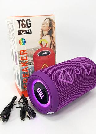 Bluetooth колонка портативна tg656 fm-радіо, потужна переносна акустична колонка. колір: фіолетовий