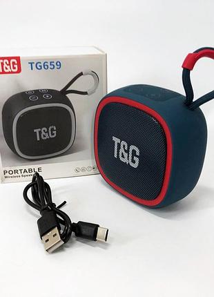 Портативна bluetooth-колонка tg659 з ремінцем, bluetooth колонка з підсвічуванням. колір: синій