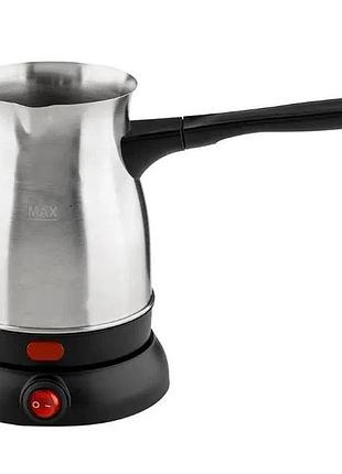Электрическая турка с ручкой crownberg cb-9217 в металлическом корпусе 0,5 л электротурка на подставке с кнопкой