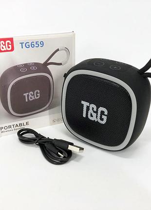 Портативна bluetooth-колонка tg659 з ремінцем, bluetooth колонка для вулиці. колір: чорний