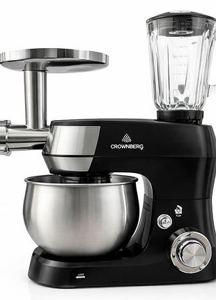 Кухонный комбайн 3в1 crownberg cb-3409 с блендером и мясорубкой 2600 вт машина тестомес планетарный 5л