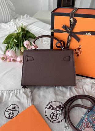 Hermes kelly chocolate silver 2