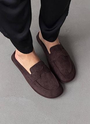 Сабо женские коричневые / женские сабо шоколадного цвета / коричневые сабо с анатомическим носиком / коричневые сабо с анатомическим мысом