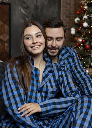 Комплект к80-08, р.s,m,l,xl,2xl,3xl, байка, синій клітинка