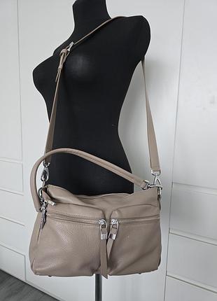 Шкіряна сумка темний беж