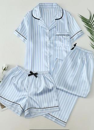 Піжама 3 в 1: сорочка, штани та шорти