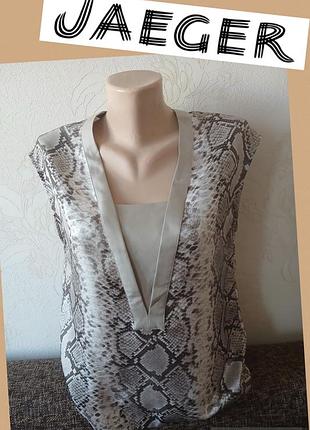 Премиум шёлк,  блузка jaeger,  стильный принт, шёлк твил