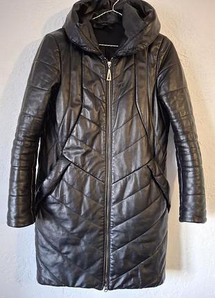 Куртка пуховик натуральная кожа