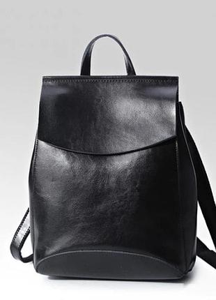 Рюкзак черный из натуральной кожи.италия