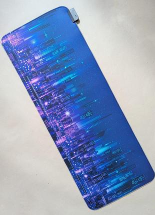 Игровая поверхность, led коврик для мышки с подсветкой 80x30 см. город 1