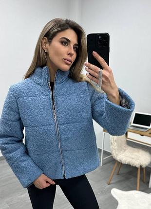 Жіноча куртка зимова,4 кольори букле на сінтепоні ,хутро