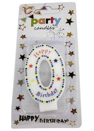 Свеча-цифра 0 happy birthday точка арт.068 тм prc