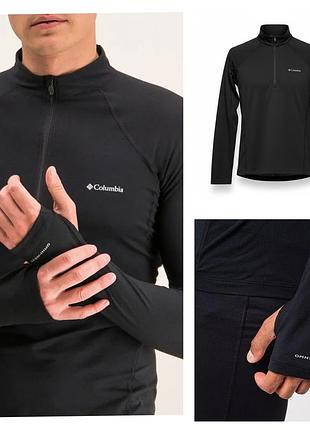 Термо лонгслив мужской демисезонный спортивный columbia midweight stretch long sleeve half zip 1638571-011 s черный